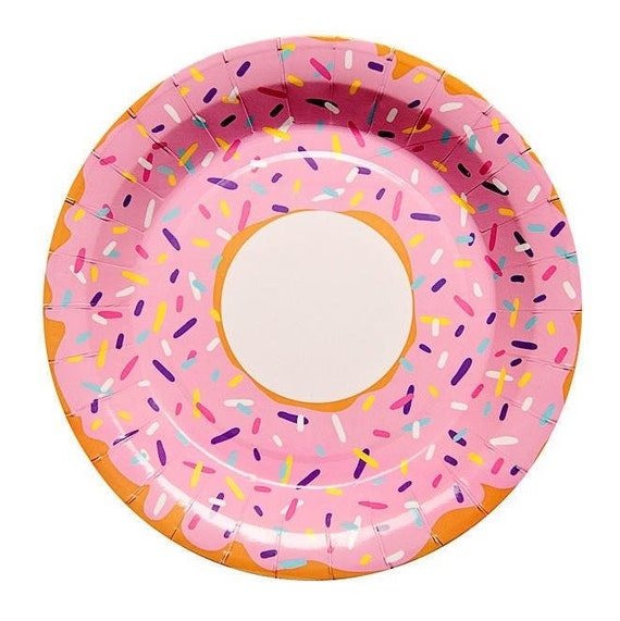 Pink Donut Paper Plates 9" | Donut Birthday Party | Donut Baby Shower | Donut Baby Sprinkle | Donut Sprinkles | Pack of 10 Plates Il_570xn
