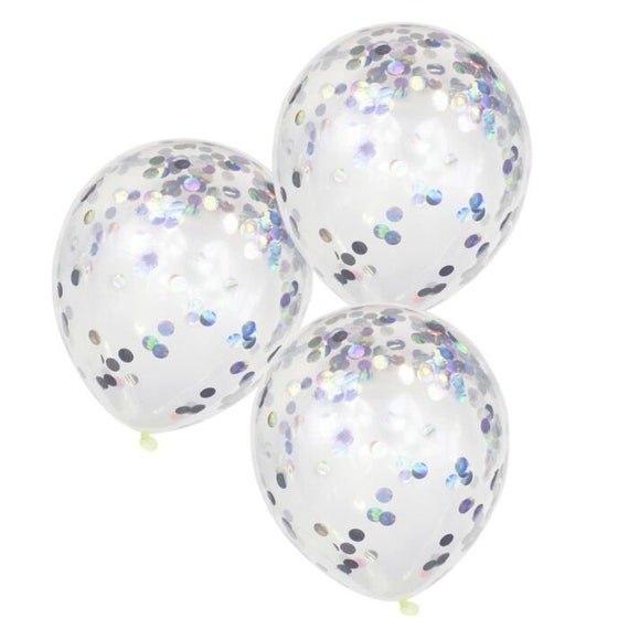 Iridescent Confetti Balloon Bouquet | New Years Party | Unicorn Party | Mermaid Party | Pack of 5 Balloons Il_570xn