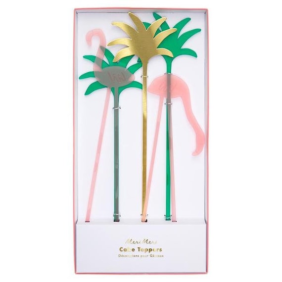 Flamingo Acrylic Cake Toppers | Tropical Baby Shower | Flamingo Party Decor | Summer Pool Party | Bridal Shower | Bride & Flock | Pack of 5 Il_570xn