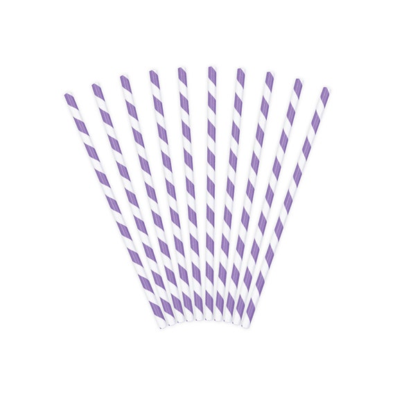 Lilac Striped Paper Straws 10ct | Narwhal Birthday | Unicorn First Birthday | Mermaid Party Decor | Floral Party Decor | Girl Baby Shower Il_570xn
