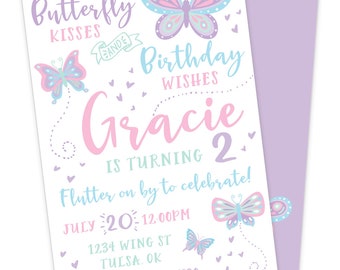 Butterfly Birthday Party Invitation | Girl's Birthday Card | Custom Printable Fairy Garden Invite | Personalized Digital Invitation