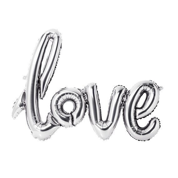 silver love balloons