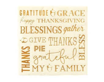 Thanksgiving Words Lunch Napkins 18ct | Thanksgiving Table Decor | Fall Baby Shower | Autumn Birthday | Friendsgiving Decor | Give Thanks
