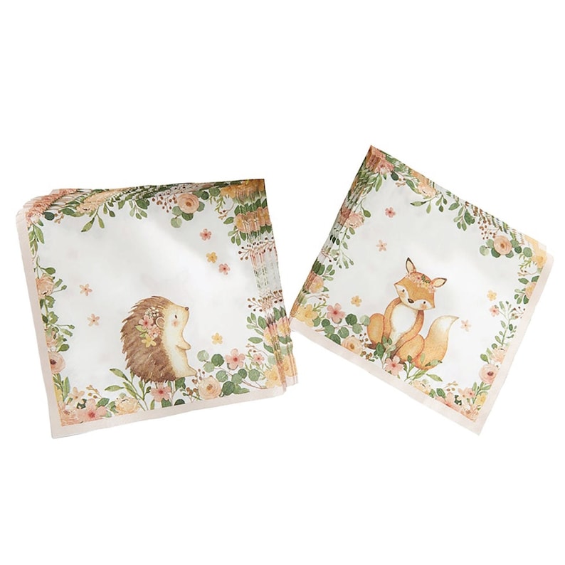 Floral Woodland Baby Shower Lunch Napkins 30ct Girl Woodland Birthday Forest Animal Baby Shower Blush Pink Woodland Gender