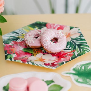 Tropical Floral Lunch Plates 8ct Tropical Baby Shower Tropical Bridal Shower Tropical Bachelorette Party Summer Luau Birthday Party image 2