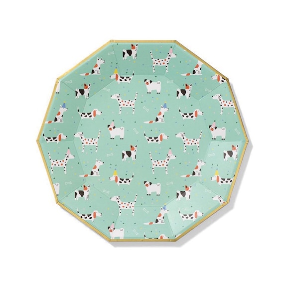 Dog Pawty Lunch Plates | Let's Pawty | First Birthday Party Ideas | Puppy Baby Shower | Adopt a Pet Party | Pack of 10 Large Paper Plates Il_570xn
