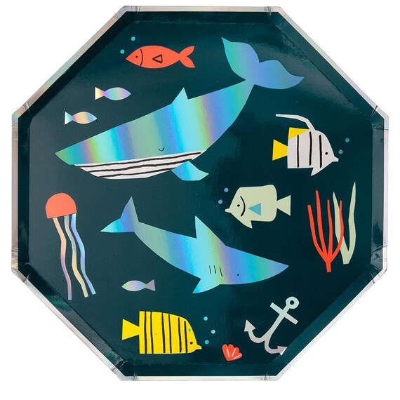 Under The Sea Large Plates | Ocean Party Supplies | Shark Party Decorations | Boy Birthday Party | Pack of 8 Meri Meri Paper Plates Il_570xn