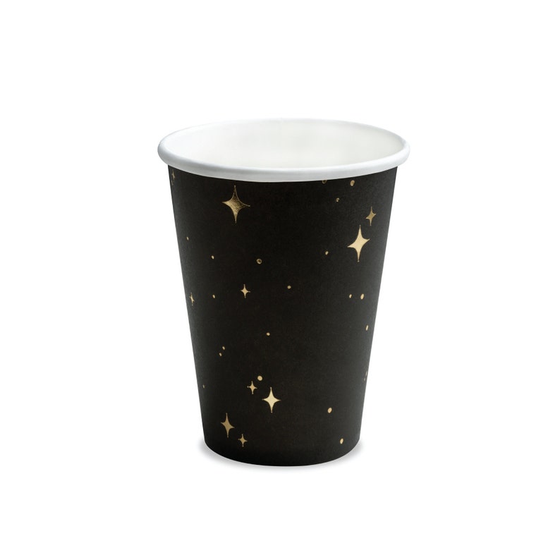 Milestone Birthday Treat Cups Pack of 6 Shot Cups New Year/'s Eve Party Wedding Shower Decor Mini Black with Gold Rim Paper Cups