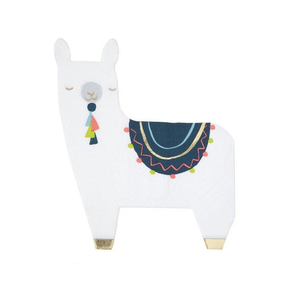 Festive Llama Lunch Napkins | Jolly Llama Birthday Party | Christmas Holiday Llama Decor | Llama Decorations | Set of 16 Meri Meri Napkins Il_570xn