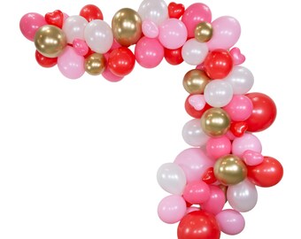 Pink, Red, & White Valentine's Day Balloon Garland Kit 9ft | Bachelorette Photo Backdrop | Valentine Birthday | Valentine Balloon Arch