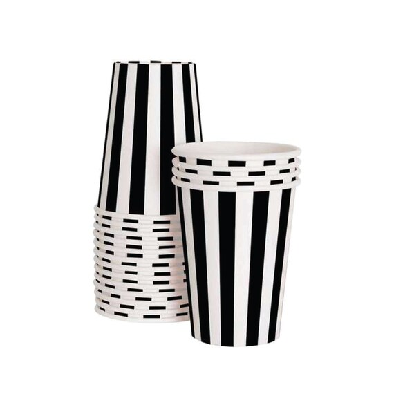 Cups | Black Striped Paper Cups | Black and White Stripes | Premium Quality Paper Cups | Party Cups | Party Supplies | The Party Darling Il_570xn
