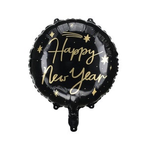 Schwarzer Happy New Year Folienballon | Silvester Ballon | Silvester Party Dekorationen | Gold Silvester Dekor