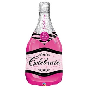 Pink Bubbly Wine Bottle Balloon 39&quot; | Bridal Shower Decor | Bachelorette Party | Champagne Bottle | Wedding Photo Props |New Year&#39;s Eve Bash