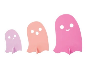 Pink Acrylic Ghost Decorations 3ct | Spooky Cute Halloween Table Centerpieces | Pink Halloween Decor | Spooky One Halloween Birthday