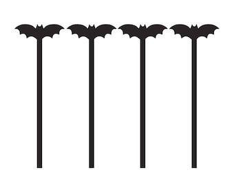 Black Bat Acrylic Drink Stirrers (4ct) – Halloween Cocktail Swizzle Sticks or Bar Decor