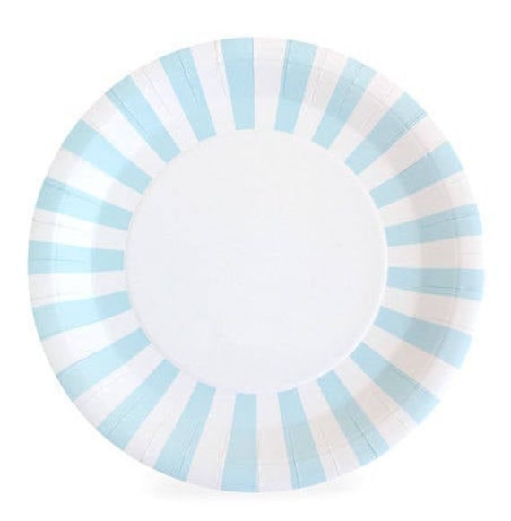 Light Blue Striped Lunch Plates | Boy Gender Reveal | Boy Baby Shower | Boy Birthday Party | Blue Birthday Party | Pack of 12 Plates Il_570xn