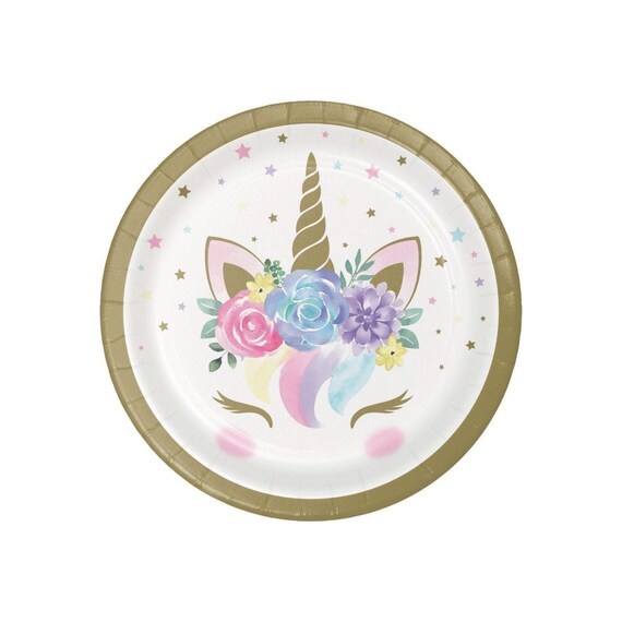 Unicorn Party Dessert Plates 8ct Girl First Birthday Party Unicorn Decorations Baby Shower