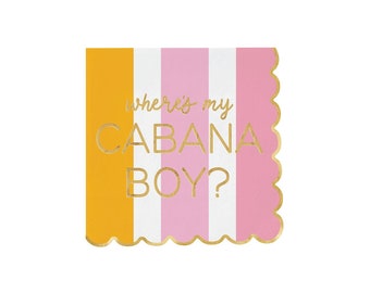 Cabana Boy Dessert Napkins 20ct – Gold Foil Pool Party or Summer Bachelorette Decor