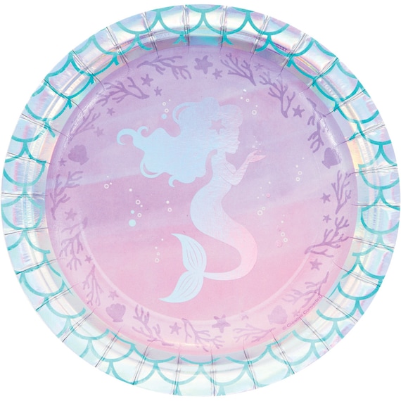 Shimmer Mermaid Dessert Plates | Girls Birthday | Under the Sea | Mermaid Decor | Summer Party | Mermaid Decor | Pack of 8 Small Plates Il_570xn