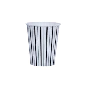 Black & White Fine Stripes Paper Cups 8ct | Black Party Decoration | Black Table Decor | Kids Birthday Party | Halloween Party | Graduation