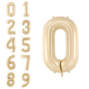 34&quot; Beige Giant Number Balloon 0-9 | Cream Number Balloons for Graduation Balloon Backdrop | Jumbo Number Balloons | Boho Number Balloons