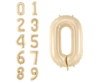 Beige Number Balloon 34in – Jumbo Cream Number for Birthday, Graduation, or Boho Party Decor