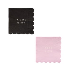 Good Witch Bad Witch Dessert Napkins 24ct | Wicked Themed Halloween Party | Halloween Birthday | Broadway Halloween | Halloween Party Decor