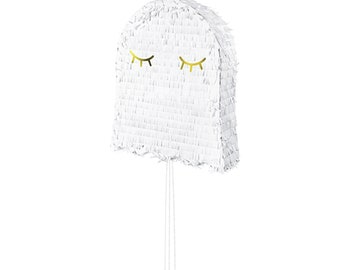 Pull String White Ghost Piñata | Kids Halloween Party Decorations | Pink Halloween Birthday Party Game | Halloween Baby Shower Gender Reveal