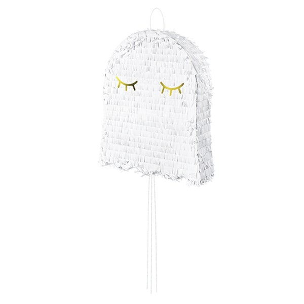 Pull String White Ghost Piñata | Kids Halloween Party Decorations | Pink Halloween Birthday Party Game | Halloween Baby Shower Gender Reveal