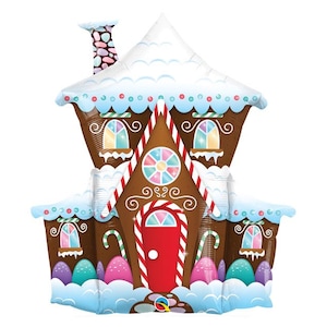 Giant Gingerbread House Foil Balloon 37&quot; | Kids Christmas Party Ideas | Gingerbread Man Christmas Decorations | Cookie Exchange Party Decor