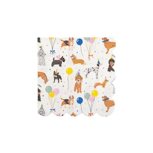 Dog Birthday Party Napkins (18ct) – Gold Foil Playful Pups Table Decor or Pet Party