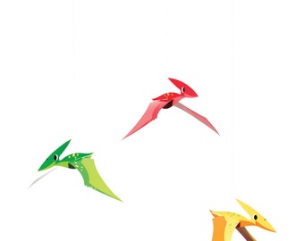 Dinosaur Pterodactyl Hanging 3D Decorations 3ct | Boys Birthday Party | Three Rex Birthday | Prehistoric Animals | Hanging Decor