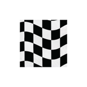 Classic Checkered Flag Dessert Napkins 16ct  | Race Car Birthday Decor | Two Fast Birthday Party | Speedway Racing | Fast One Birthday