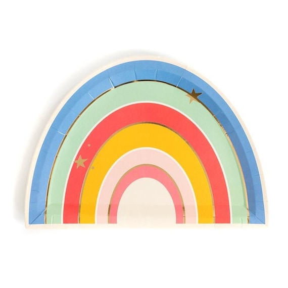 Magical Rainbow Lunch Plates 9" | Rainbow Birthday Party | Girl Birthday Party | Unicorn Party | Rainbow Shower | Pack of 12 Paper Plates Il_570xn
