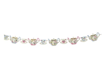Alice in Wonderland Teapot Garland 13ft – Mad Hatter Tea Party Decor