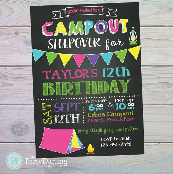 Camping Party Invitation | Camping Birthday Party | Glamping Party | Girl Birthday Invitation | Printable Invitation | The Party Darling Il_570xn