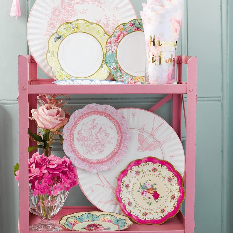 Tea Party Bridal Shower Tea Party Paper Plates 7 Tea for Two Birthday Assorted 12 Floral Paper Plates Tea Party Baby Shower