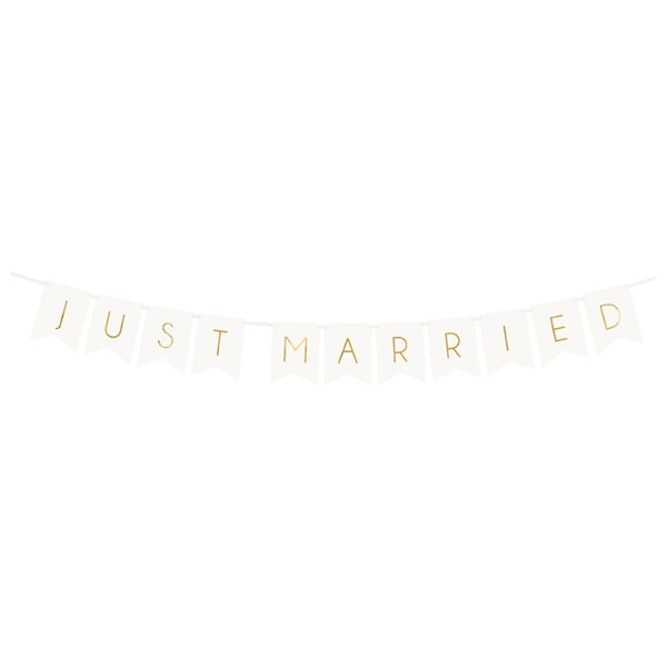 DIY Gold Just Married Pennant Banner 5ft / Gold Wedding Reception Decor / Just Married Wedding Sign / Wedding Banner / Wedding Photo Props