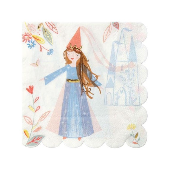 Fairytale Princess Lunch Napkins | Magical Princess Party | Princess and Knight Party | Girls Birthday | Pack of 16 Meri Meri Paper Napkins Il_570xn