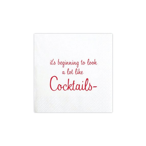 Looks Like Cocktails Christmas Dessert Napkins 20ct | Adult Christmas Party Decor | Christmas Cocktails Napkins | Holiday Office Party Il_570xn