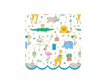 Animal Party Dessert Napkins 24ct – Kids Birthday Supplies, Scalloped Edge Tableware