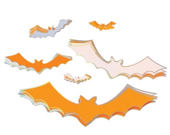 Orange & Pink Halloween Bat Wall Decor 50ct | Spooky Cute Halloween Party | Spooktacular Birthday | Halloween Decorations | Bat Wall Hanging