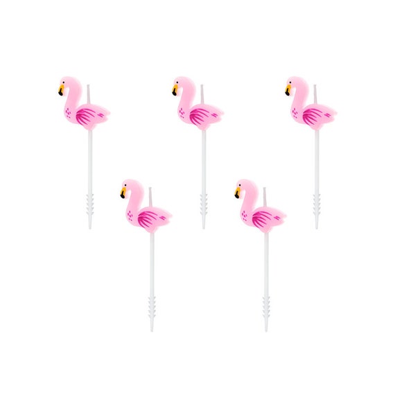 Pink Flamingo Party Candles 5ct | Tropical Birthday Party | Safari Wax Cake Toppers | Bride & Flock Bridal Shower | Tropical Baby Shower Il_570xn