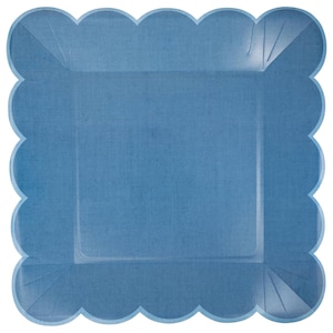 Hamptons Blue Scalloped Dinner Plates 8ct | 4th of July Party | Patriotic Party Plates | Red White & Blue Party Plates | Blue Paper Plates