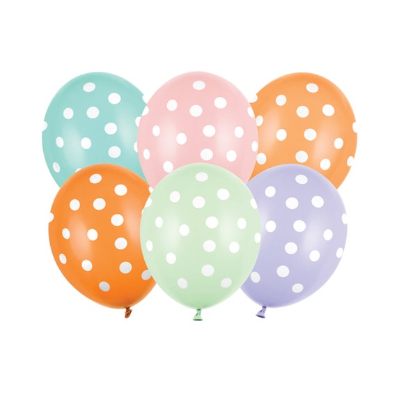 Ballons à pois multicolores pastel 6ct Décor de fête d'anniversaire pastel  Anniversaire filles Anniversaire arc-en-ciel pastel Déco de Pâques Pastel -   France