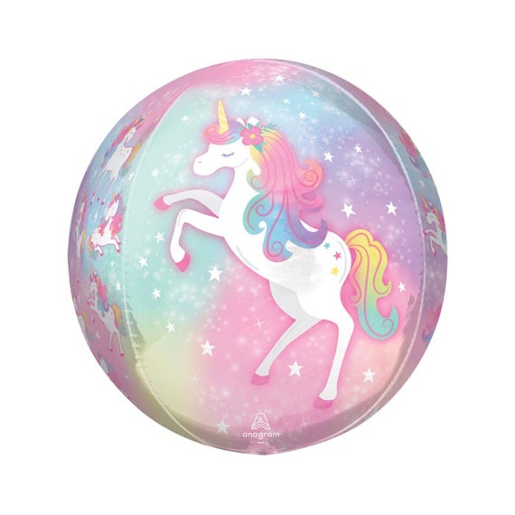 Enchanted Unicorn Plastic Orbz Balloon 16" | Girls Birthday Party | Unicorn Birthday Decor | Unicorn Baby Shower | Unicorn Party Favor Il_570xn