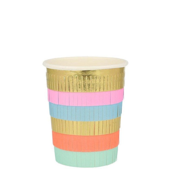 Circus Fringe Party Cups | Circus Birthday Party Decor | Carnival Birthday | Circus Baby Shower | Fiesta Party | Luau | Pack of 8 Paper Cups Il_570xn