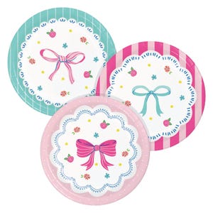 Bow Bash Assorted Dessert Plates 8ct - Birthday Party Supplies, Baby Shower Tableware