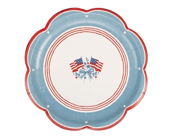Hamptons Flag Dessert Plates 8ct – Patriotic Summer Party Plates