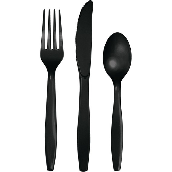 Plastic Forks - Black Plastic Disposable Fork